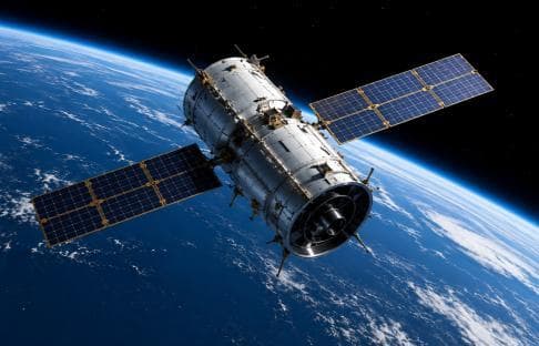 Satellit im Orbit über der Erde
